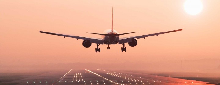 Aircraft landing on runway