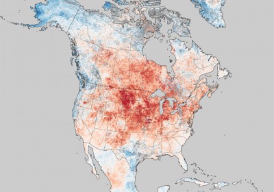 Historic Heat in North America in March 2012 : land surface temperature anomalies