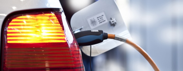Electric car is being charged